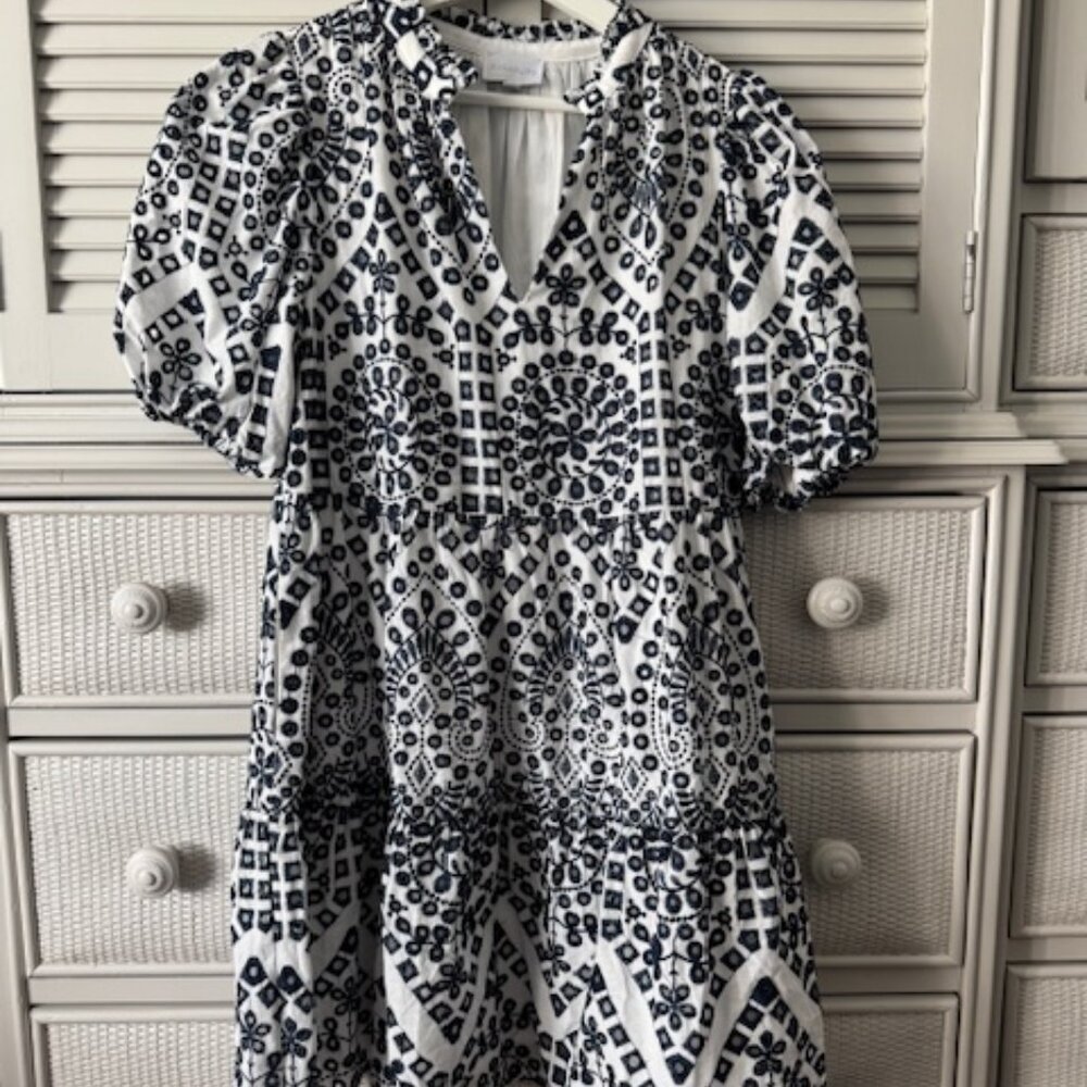 SugarLips Navy and White Eyelit Mini Dress Size Small